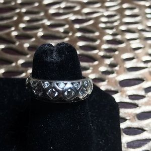 Sterling and diamonique qvc ring.